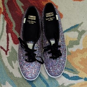 kate spade Keds Glitter Lace-Up Sneakers in Multicolor Sparkle